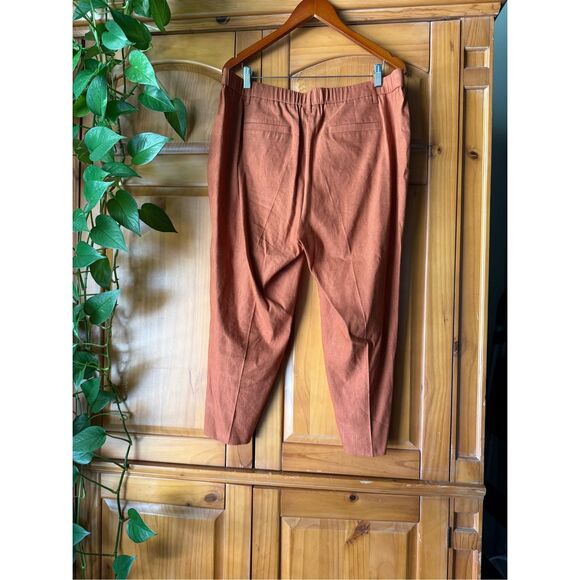 J.Jill Women’s Linen Blend Stretch Cropped Pants Rust Colored SZ XL - Picture 6 of 13